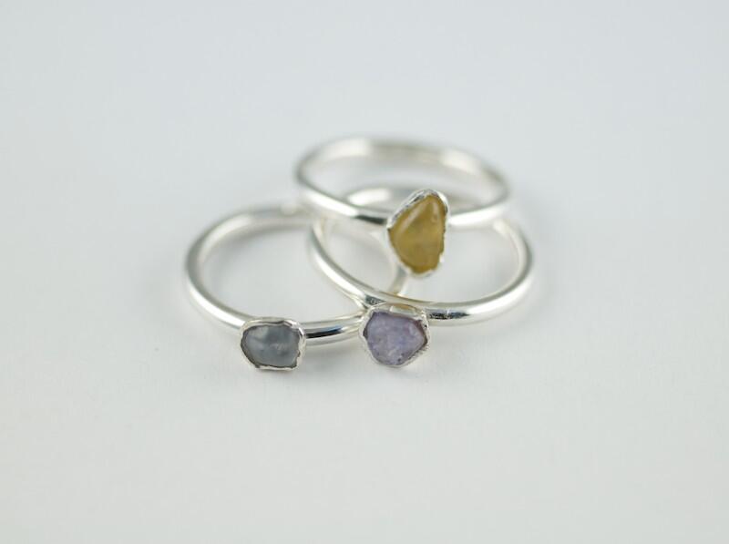 Sapphire crystals in sterling silver