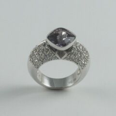 Grey Spinel and Diamond Ring