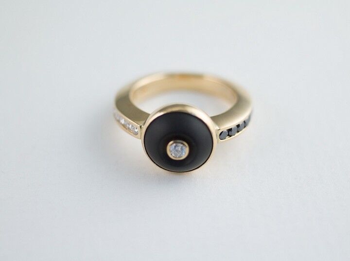 Ring Black Jade and Diamonds