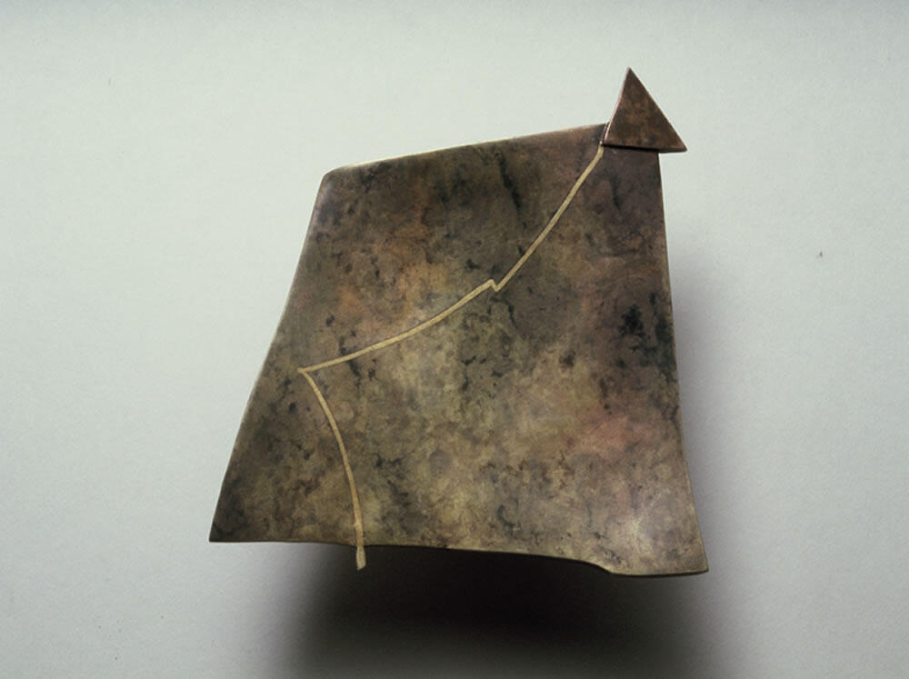 Brass Brooch patinated and inlayed
