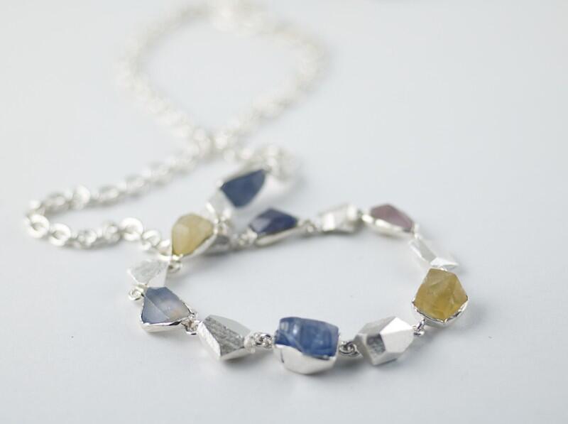 Sapphire crystals set in Silver