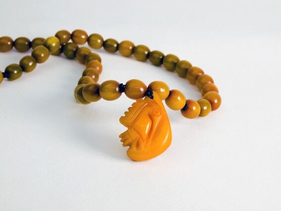 Carved Amber on Amber beads