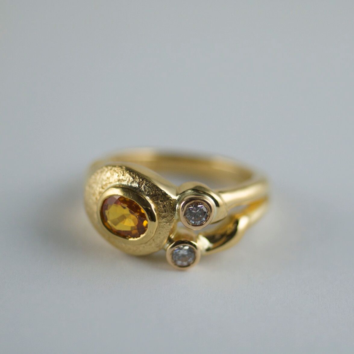 Golden Sapphire and Diamond ring