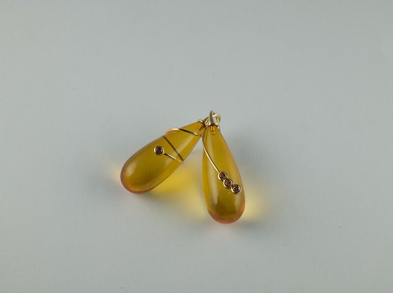 Amber, Garnet and 18ct gold