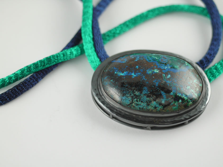 AzuriteMalachite Silver pendant on Titanium