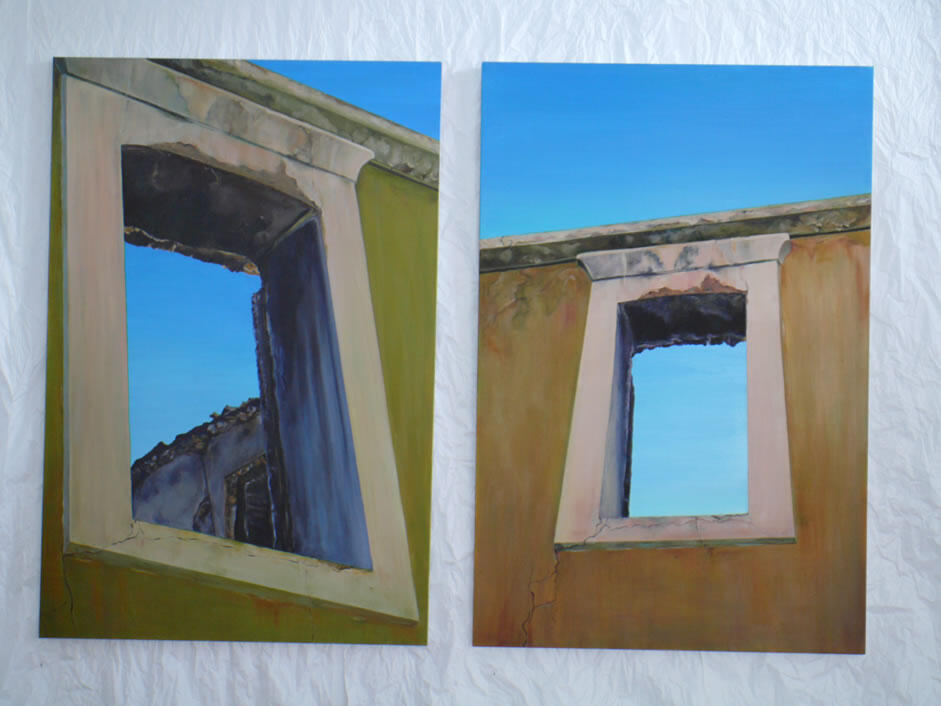 Windows Kalamoti, Greece. Oil on canvas